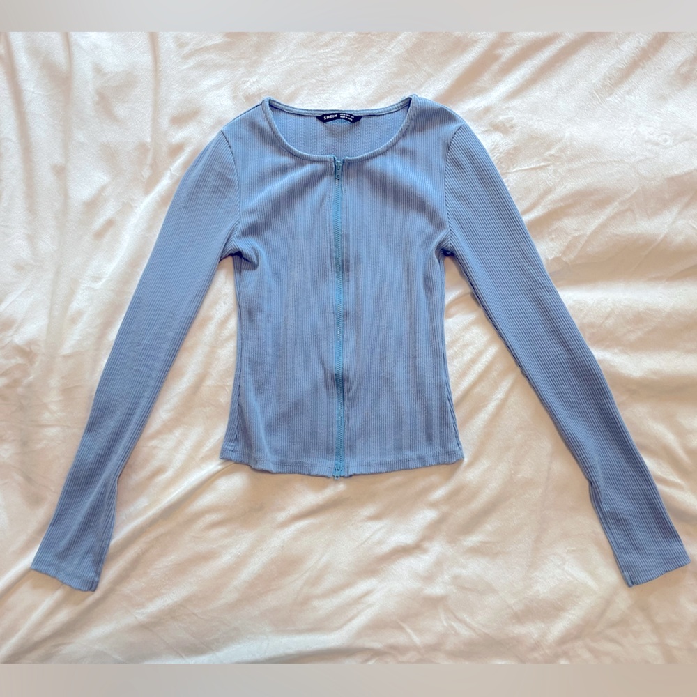 SHEIN Long Sleeve Zip Up Shirt